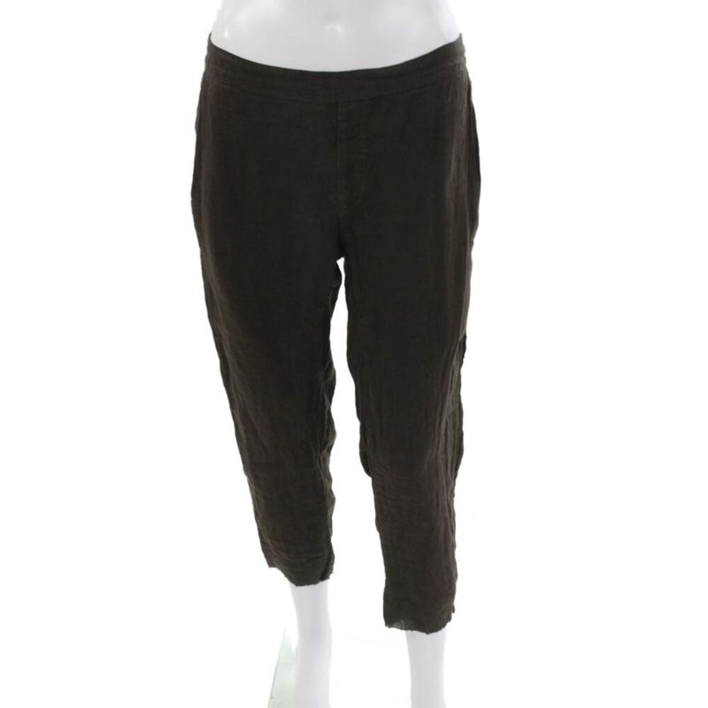 Jaga Womens Cropped Brown Linen Pull On Pants Size 1